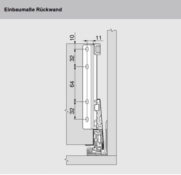 MERIVOBOX Holzrückwandhalter, Höhe E (209 mm), links/rechts, seidenweiß, ZB4E000S